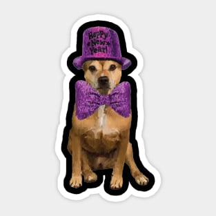 New Years Party Pitbull - Purple Sticker